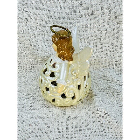QVC Christmas Decor Porcelain ANGEL Luminary with Flameless Candle, Battery Oper - Picture 3 of 10
